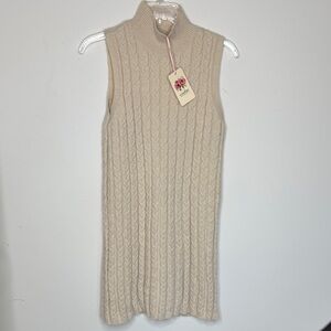 Entro Beige Sleeveless Turtleneck Sweater